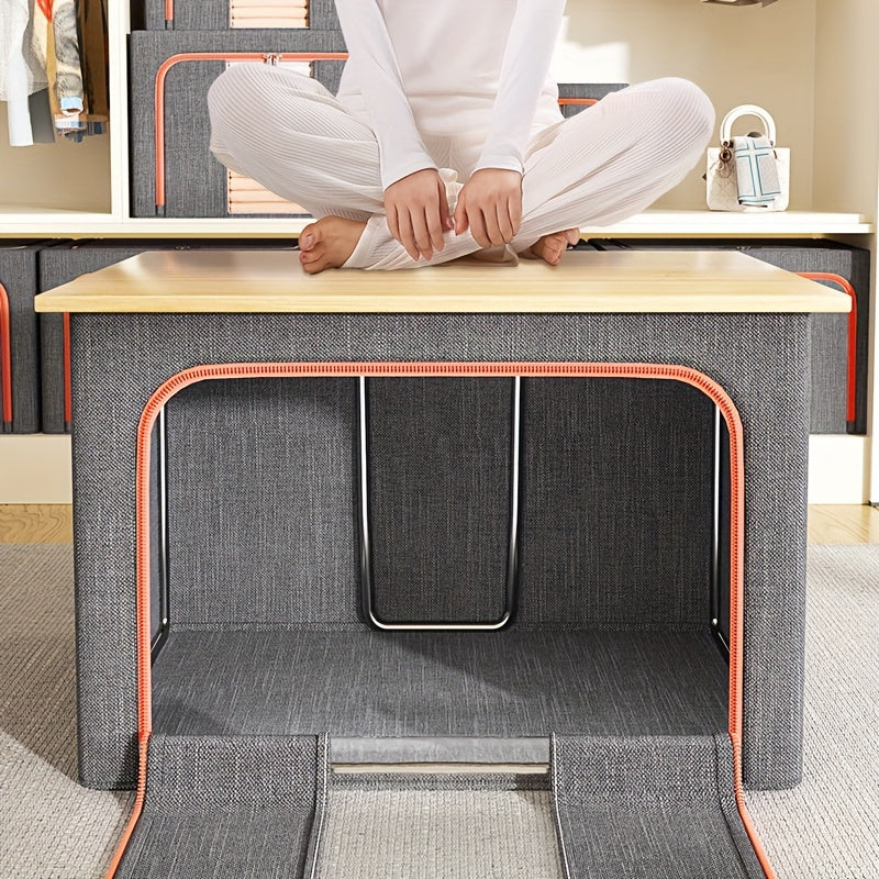 Большая складная корзина для хранения одежды с прозрачным окном и ручками