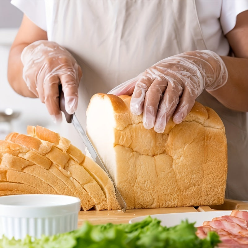 100 Pairs Disposable TPE Gloves Food Safe Powder-Free Transparent Household