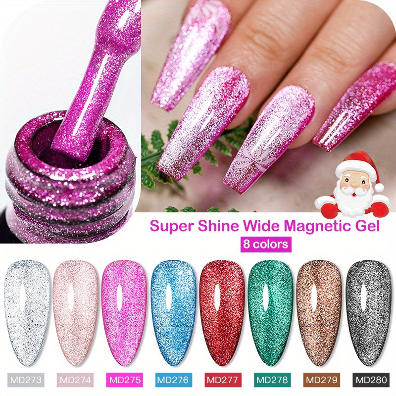 Women Gel Nail Polish 8ml Cat Eye Red Silver Gray UV LED Magnetic