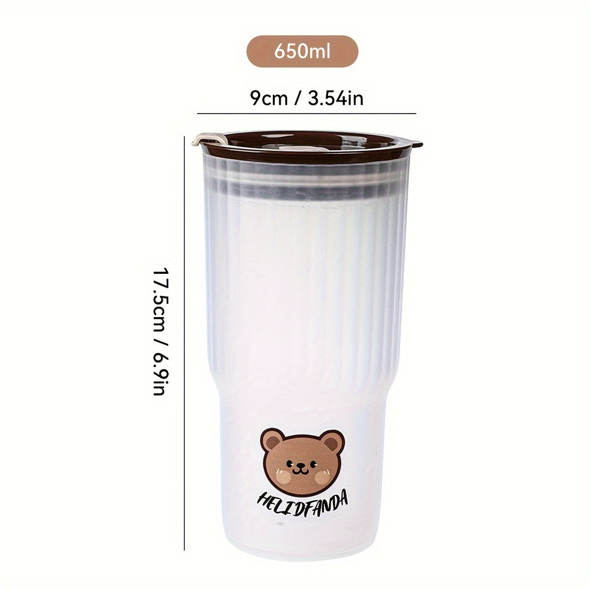 650ml Plastic Water Bottle for Kids and Adults Leak-Proof Portable Cute Bear Design