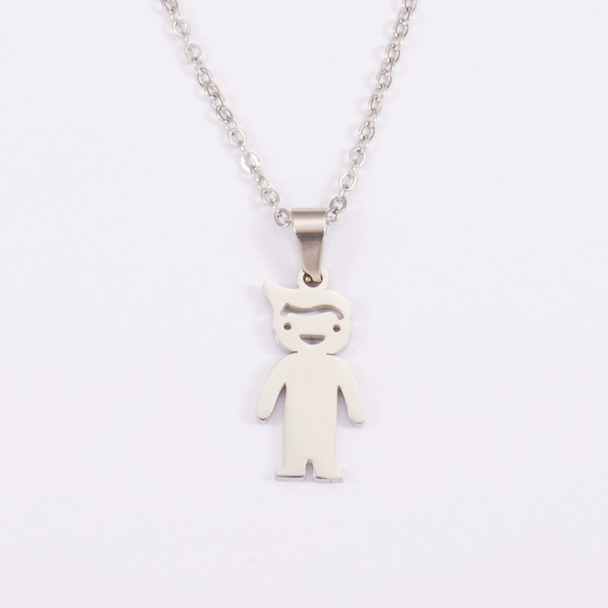 Gender-Neutral Cartoon Character Pendant Necklace 18K Gold Plated Stainless Steel Oval Clasp Jewelry