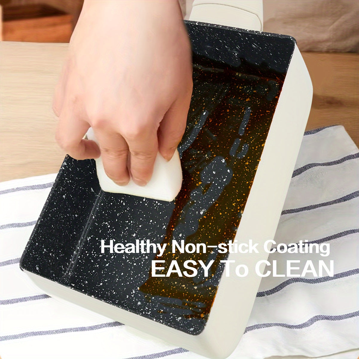 Nonstick Square Egg Pan for Tamagoyaki 13.5cm Granite Coated Dishwasher Safe