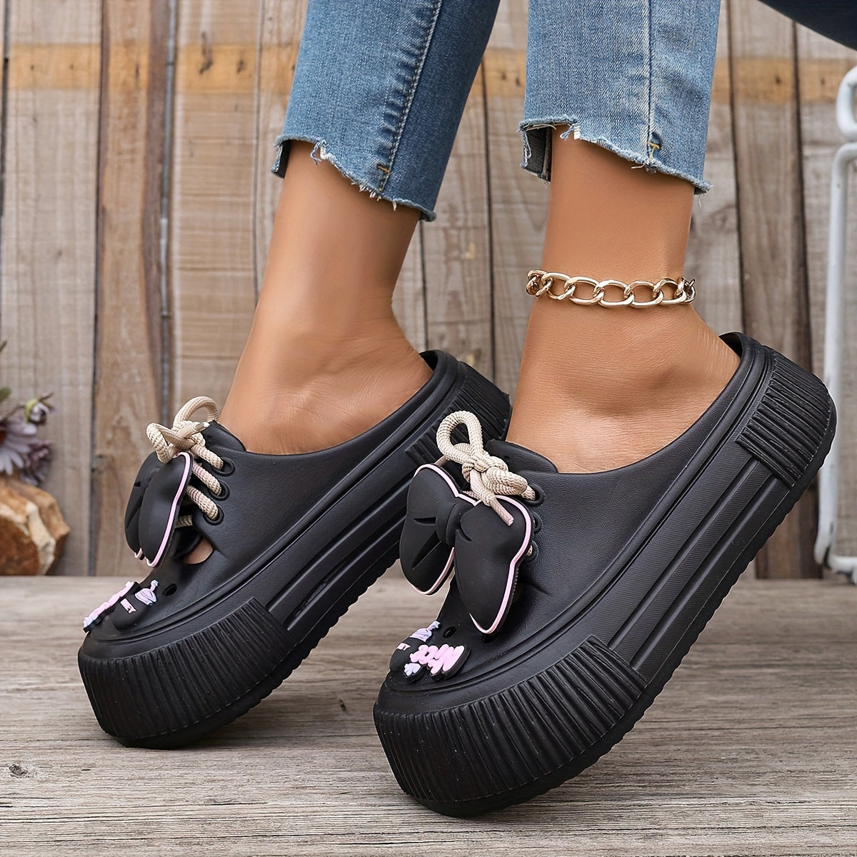 Women's Platform Lace Up Clogs Summer Beach Garden Mules