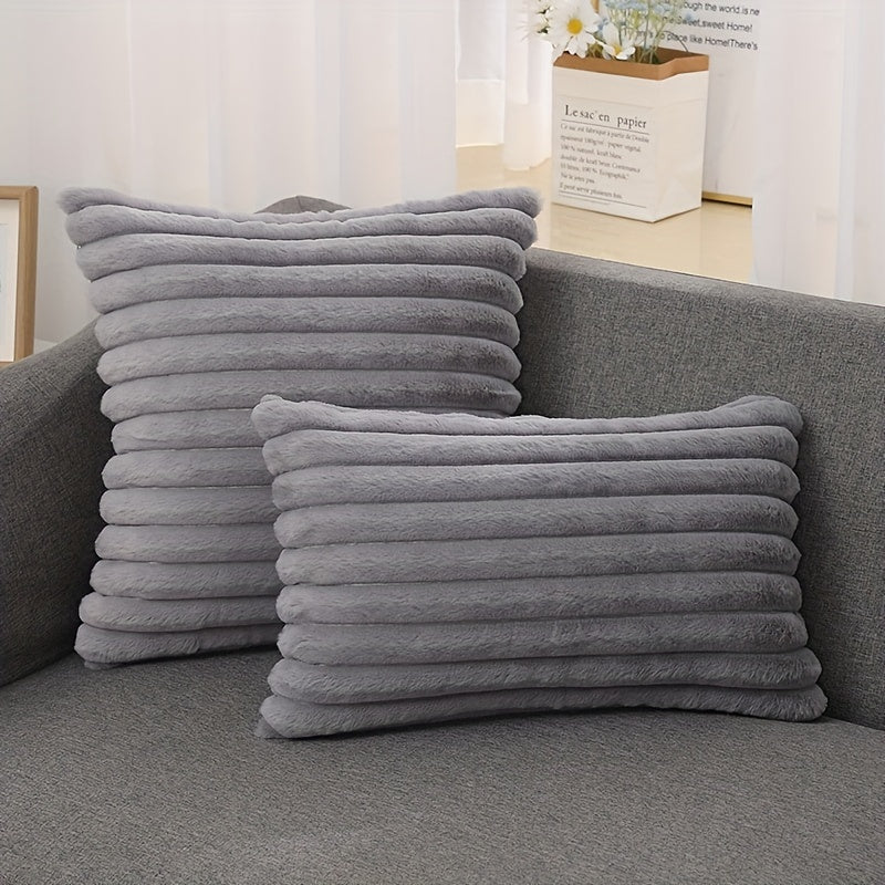 Funda de cojín de pelo sintético de conejo suave, mullida y acogedora, estilo nórdico, lavable a máquina