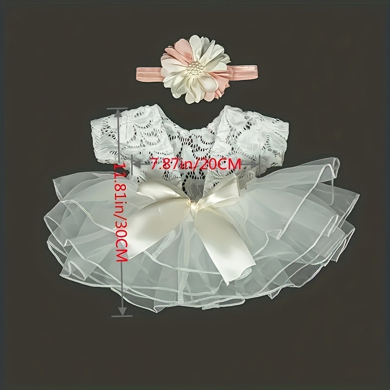 Yangi tug'ilgan chaqaloqlar uchun jozibali kiyim to'plami: Dantelli romper bodysuit va qizlar uchun boshband aksessuarlari