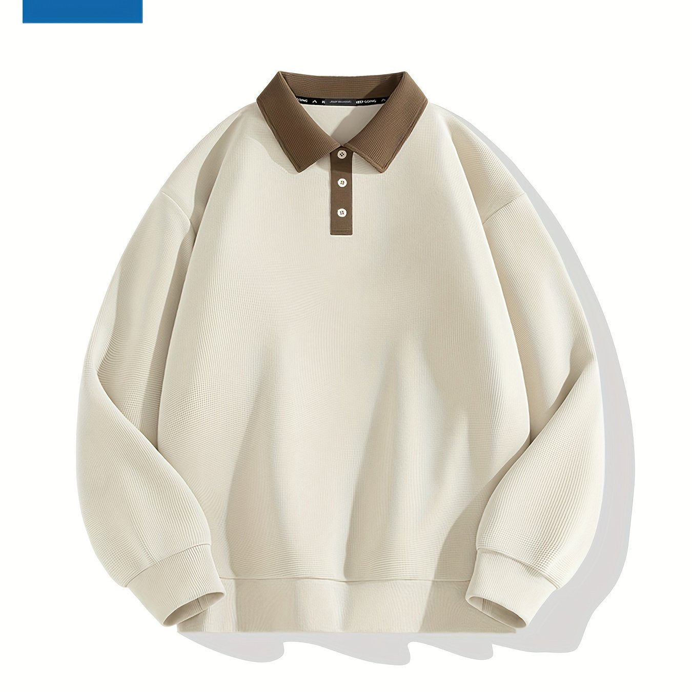 Men's Polo Shirt Sweatshirt Long Sleeve Solid Waffle Knit Polyester Spandex