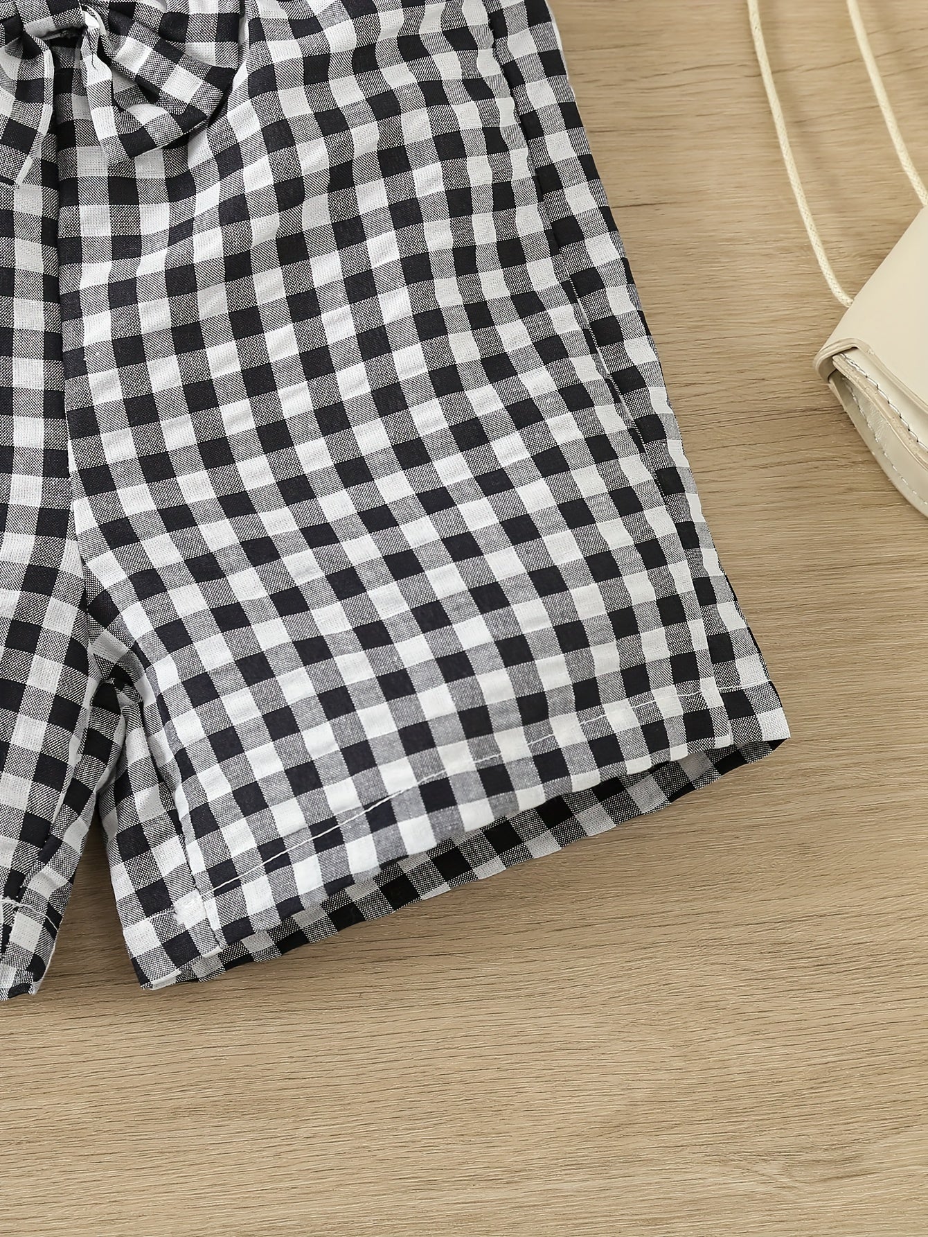 Conjunto de verano para niñas: blusa sin mangas de cuadros y pantalones cortos a cuadros para niños