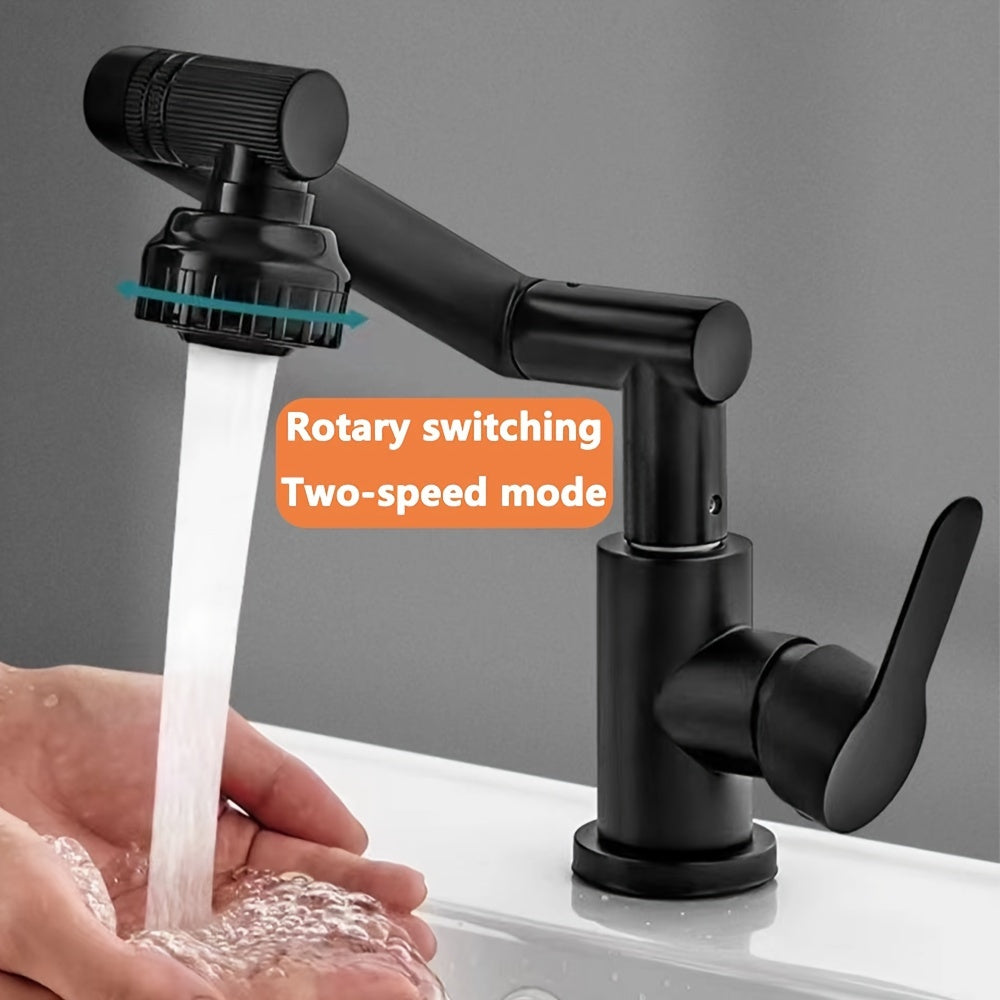 Black Lucky Cat Robotic Arm Faucet Set with Adjustable Temperature and 360 Degree Rotation
