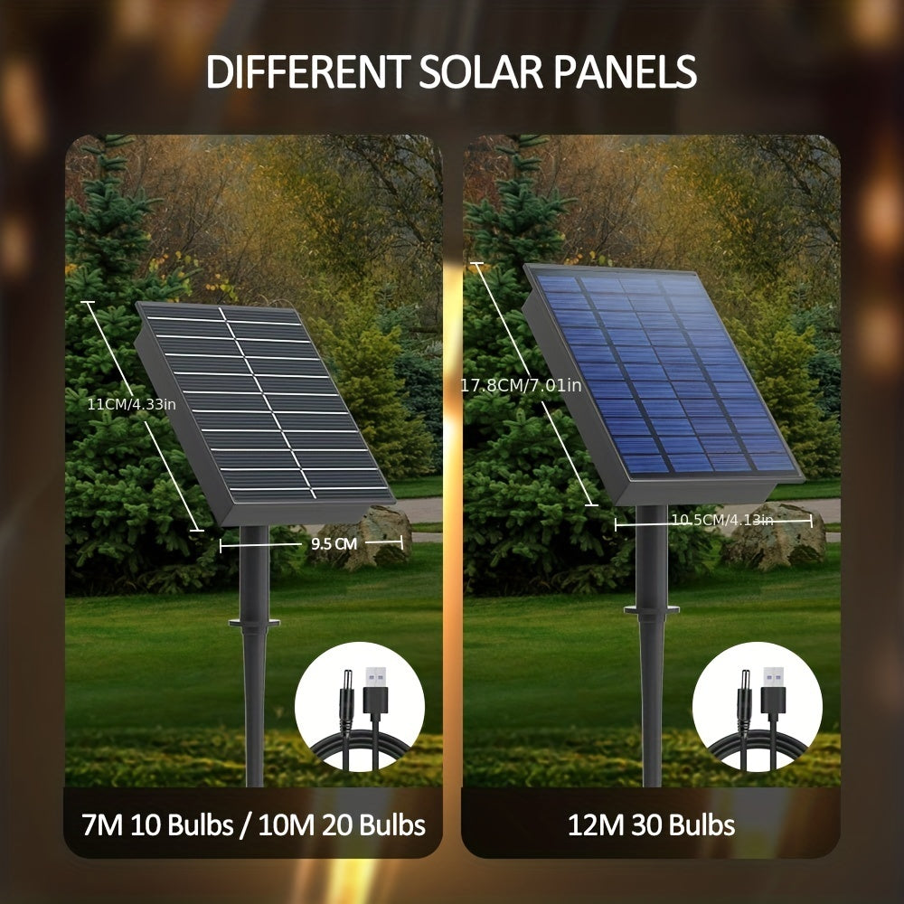 Luces de cadena solares con bombillas LED irrompibles, luces colgantes resistentes a la intemperie para bodas