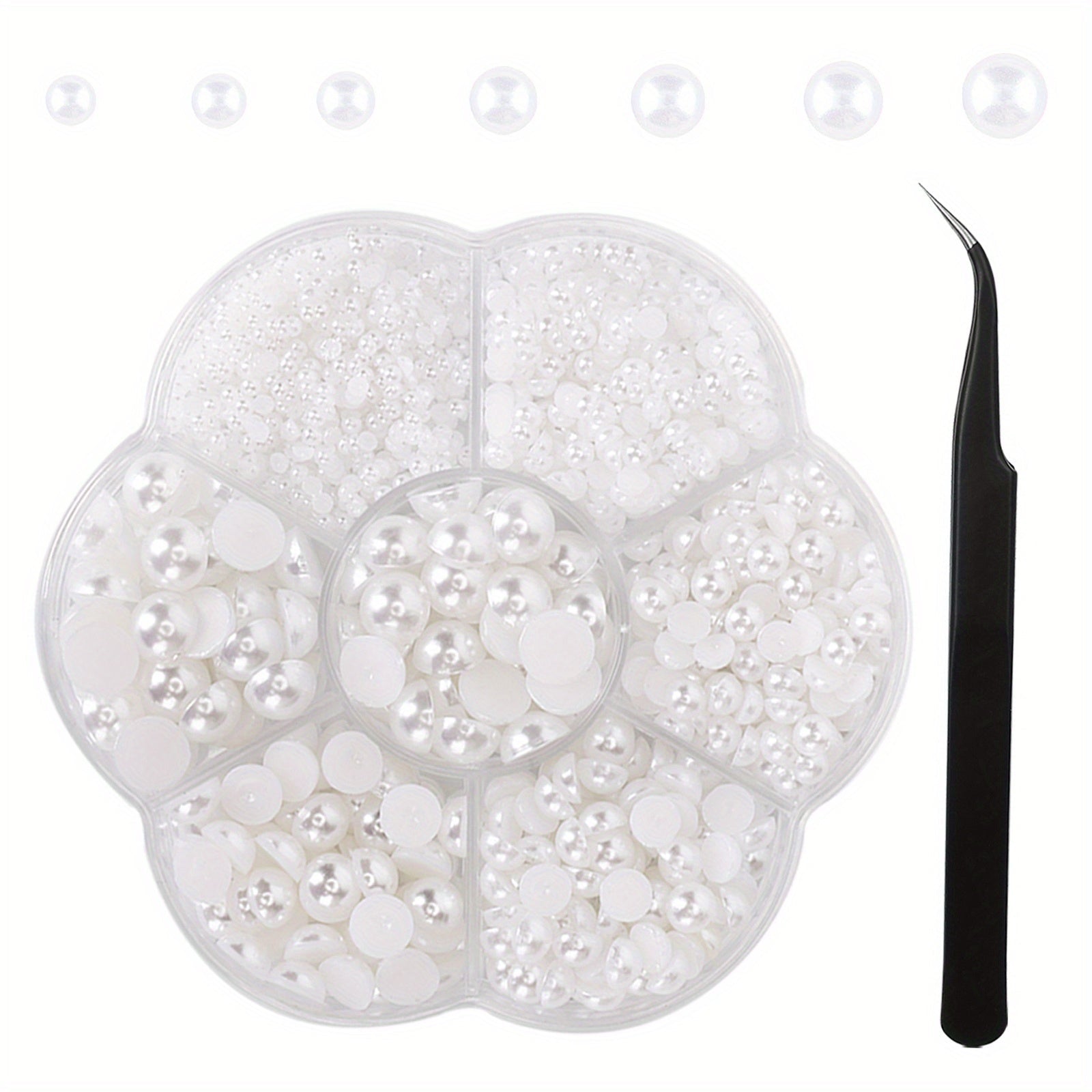 Resin Pearls Set 3600 Pieces Half Round Flat Bottom for Nail Art Jewelry and Makeup 3mm-9mm