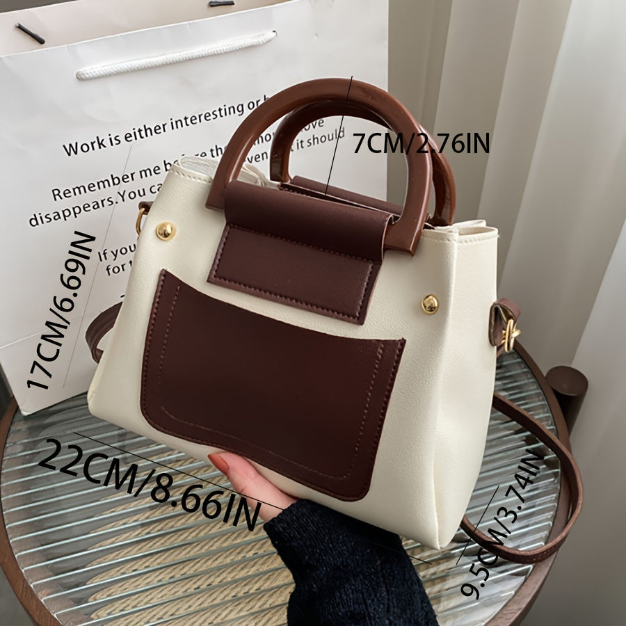 Women's Korean-Style PU Bucket Bag with Zipper Closure and Crossbody Strap