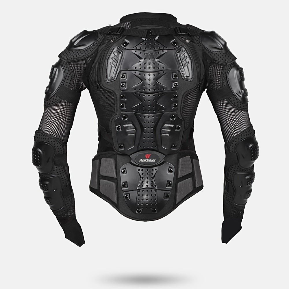 Unisex Black Motorcycle Armor Jacket Breathable Fabric Long Sleeve Zipper Riding Gear