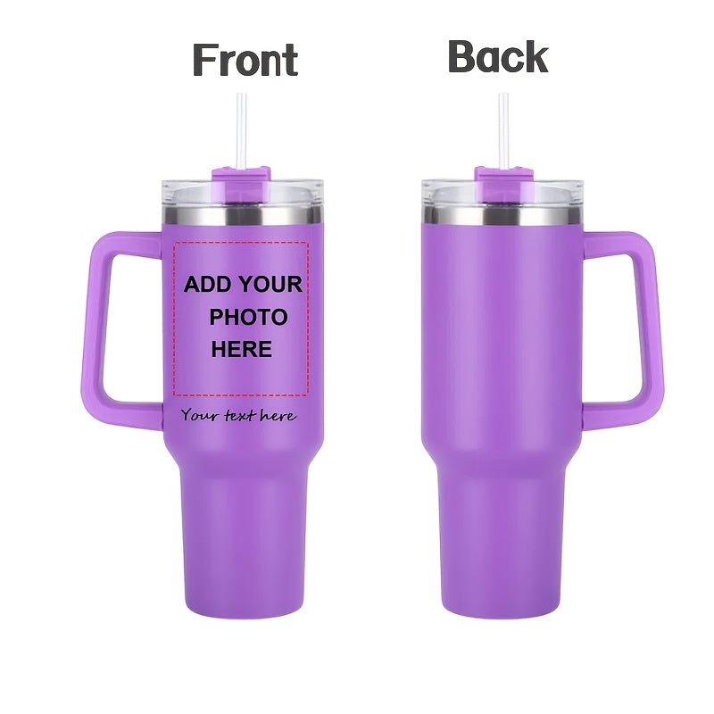 40oz Insulated Stainless Steel Tumbler with Straw and Lid Personalized Coffee Mug Gift