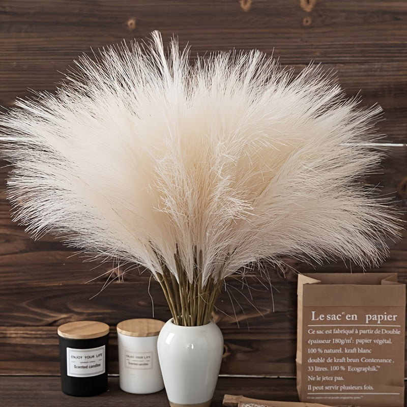 21 Pcs Artificial Pampas Grass Flowers Realistic Texture Soft Feathered Decor for Celebrations and Room