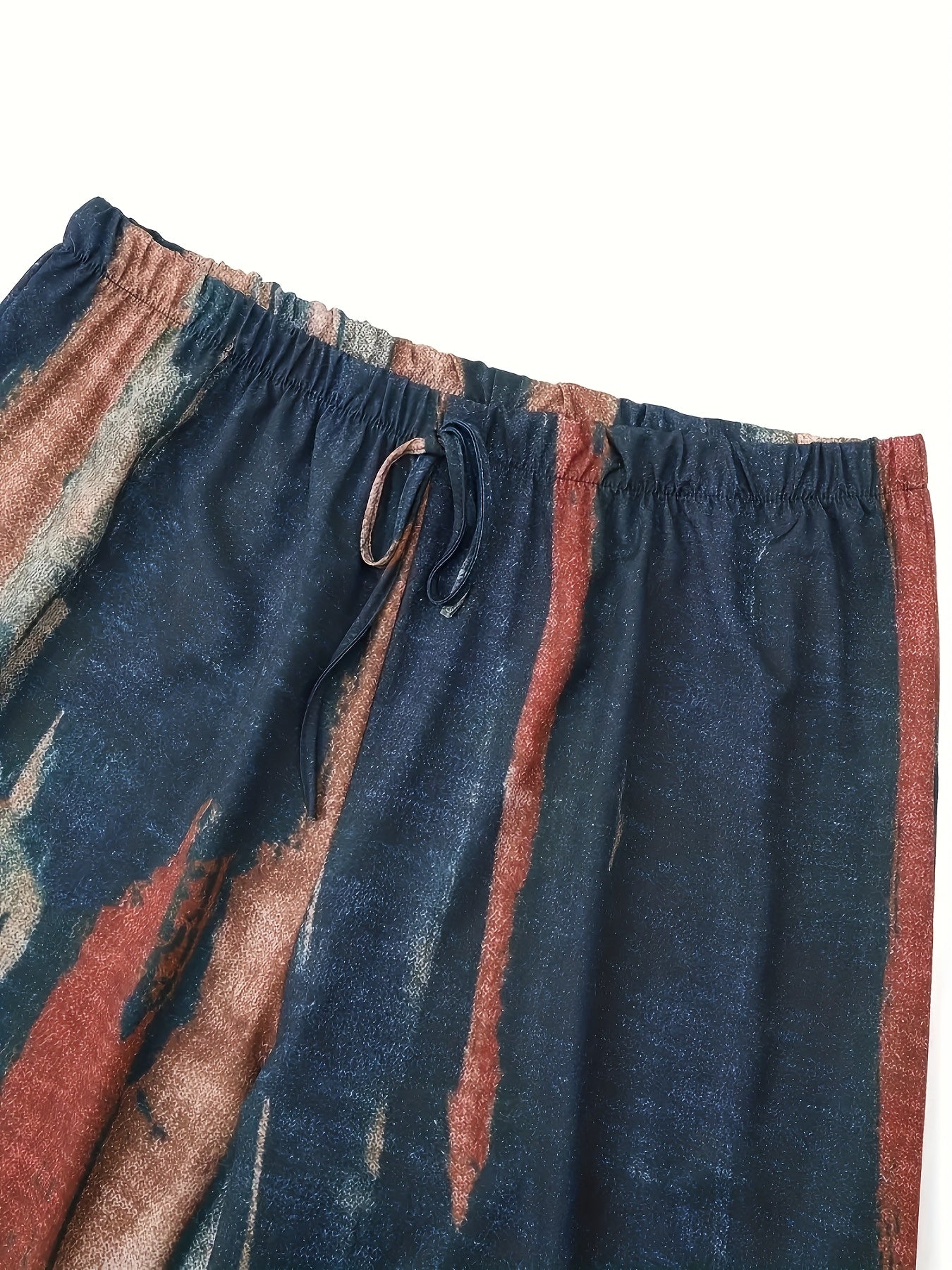 Ayollar uchun katta o'lchamda bosma kundalik shortlar, yozgi polyester, chiziq bilan bog'lanadigan