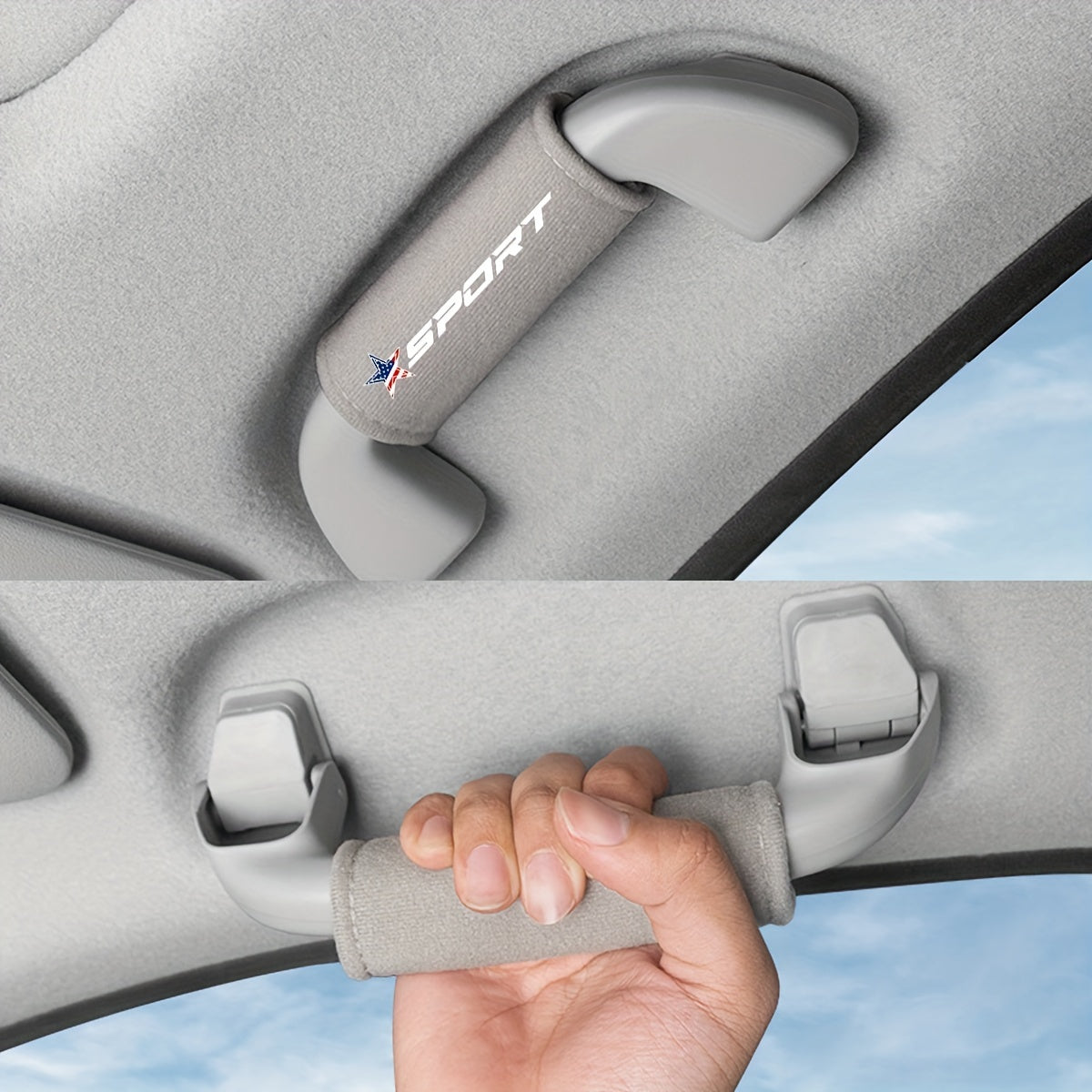 Car Roof Door Handle Protector Armrest Cover for Vehicles Glossy Leather