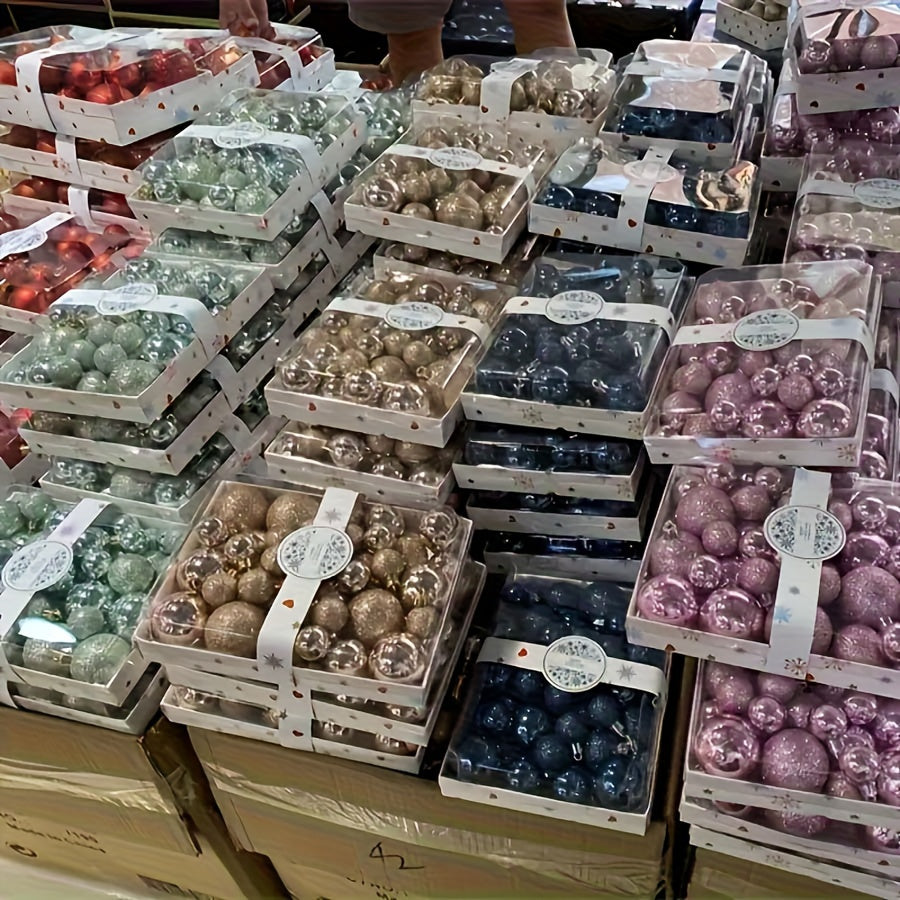 Paquete de 42 adornos de Navidad de glitter dorado de plástico para árbol navideño