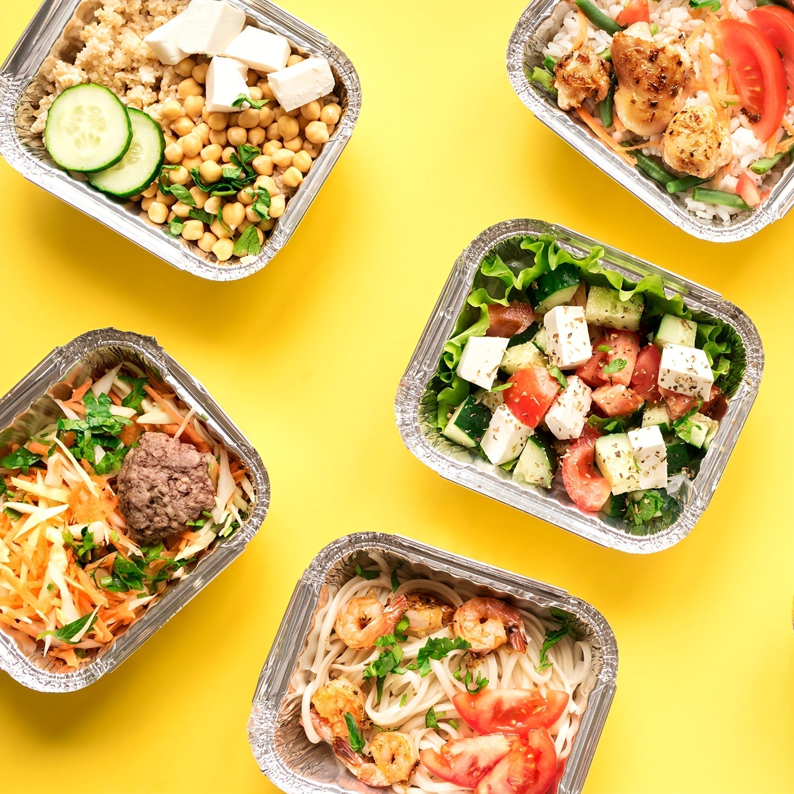 20 Small Aluminum Foil Pans with Clear Lids for Takeout Food Storage