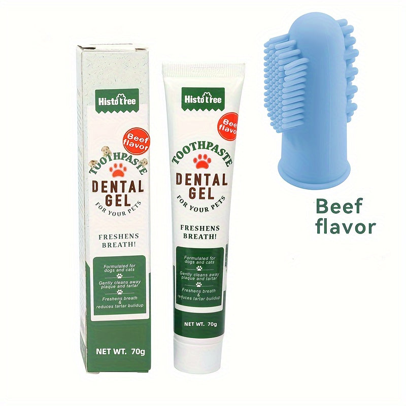 2pcs Silicone Fingertip Pet Toothbrush and Toothpaste Set for Dogs and Cats