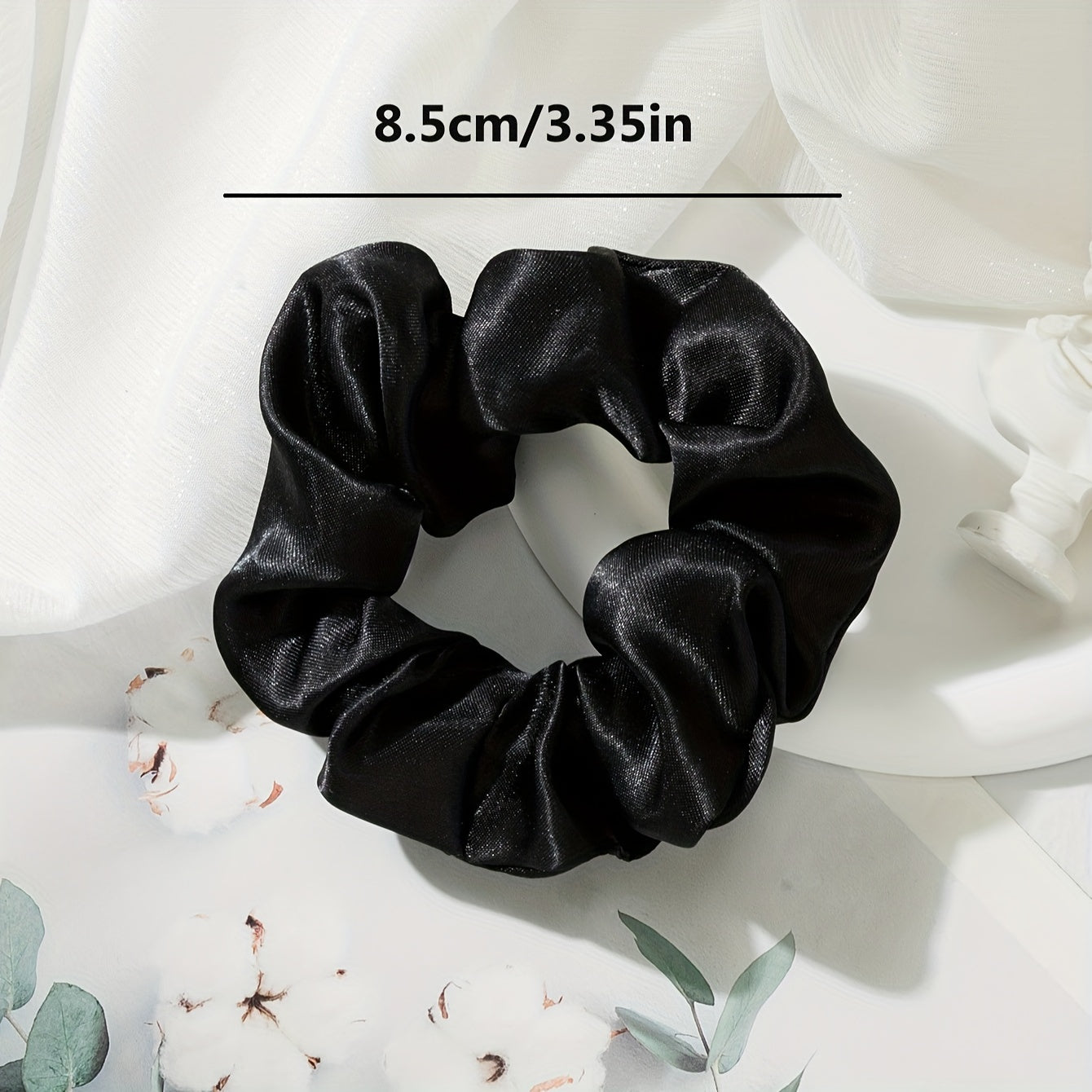 Set of 5 Elegant Fabric Hair Scrunchies in Black White and Brown for All Ages
