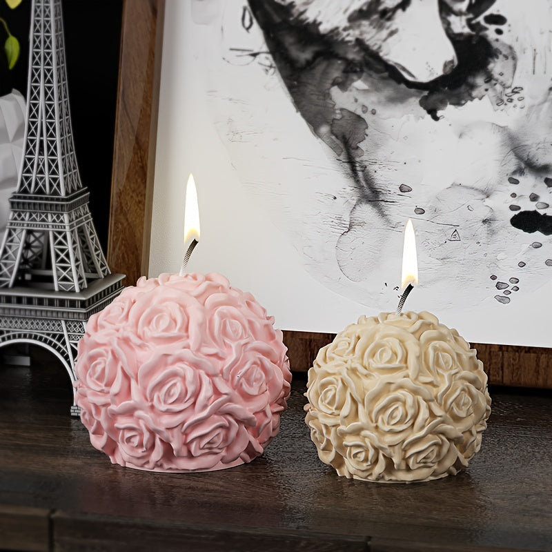 Silicone Mold for 3D Rose Ball Candles and Flower Cluster Ice Cubes Home Decor