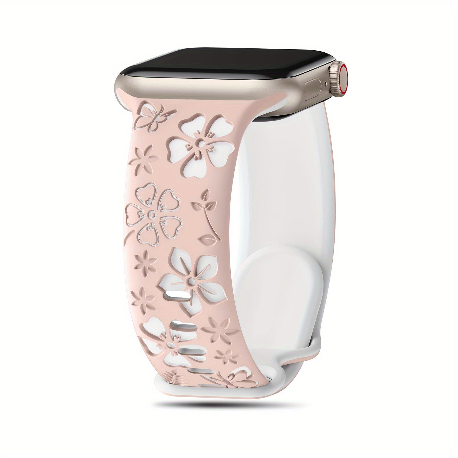 Women’s Two-Tone Floral Silicone Smartwatch Band Compatible with Apple Watch Series 9 to SE