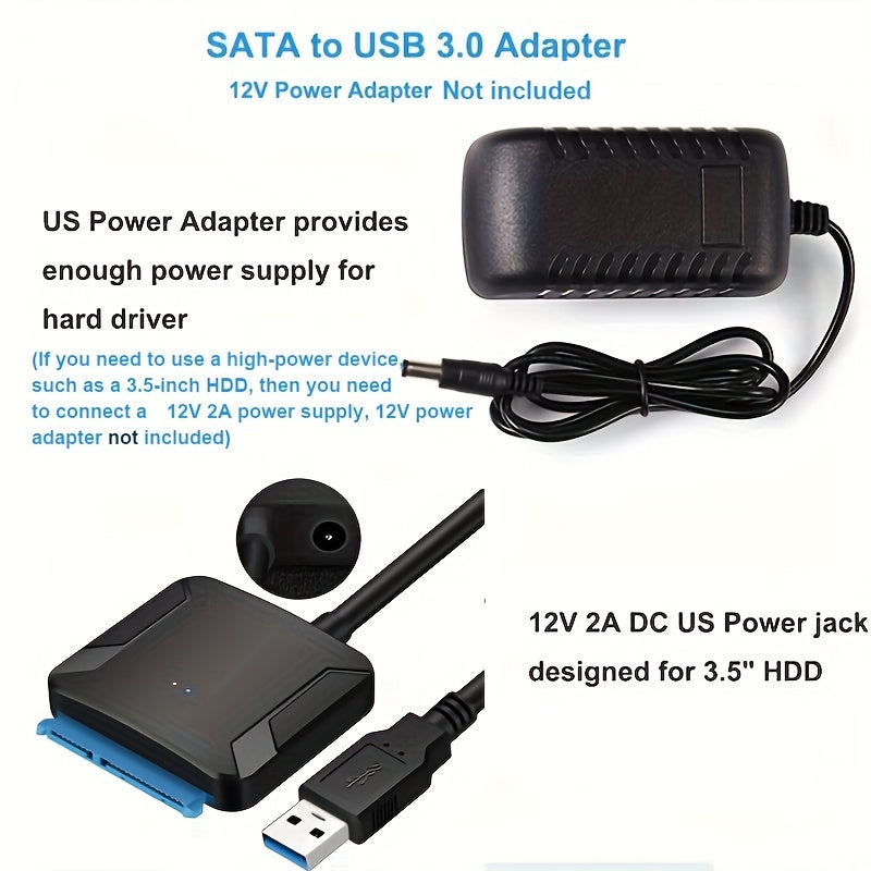 Adaptador SATA a USB 3.0 para discos duros externos SSD HDD transferencia de datos