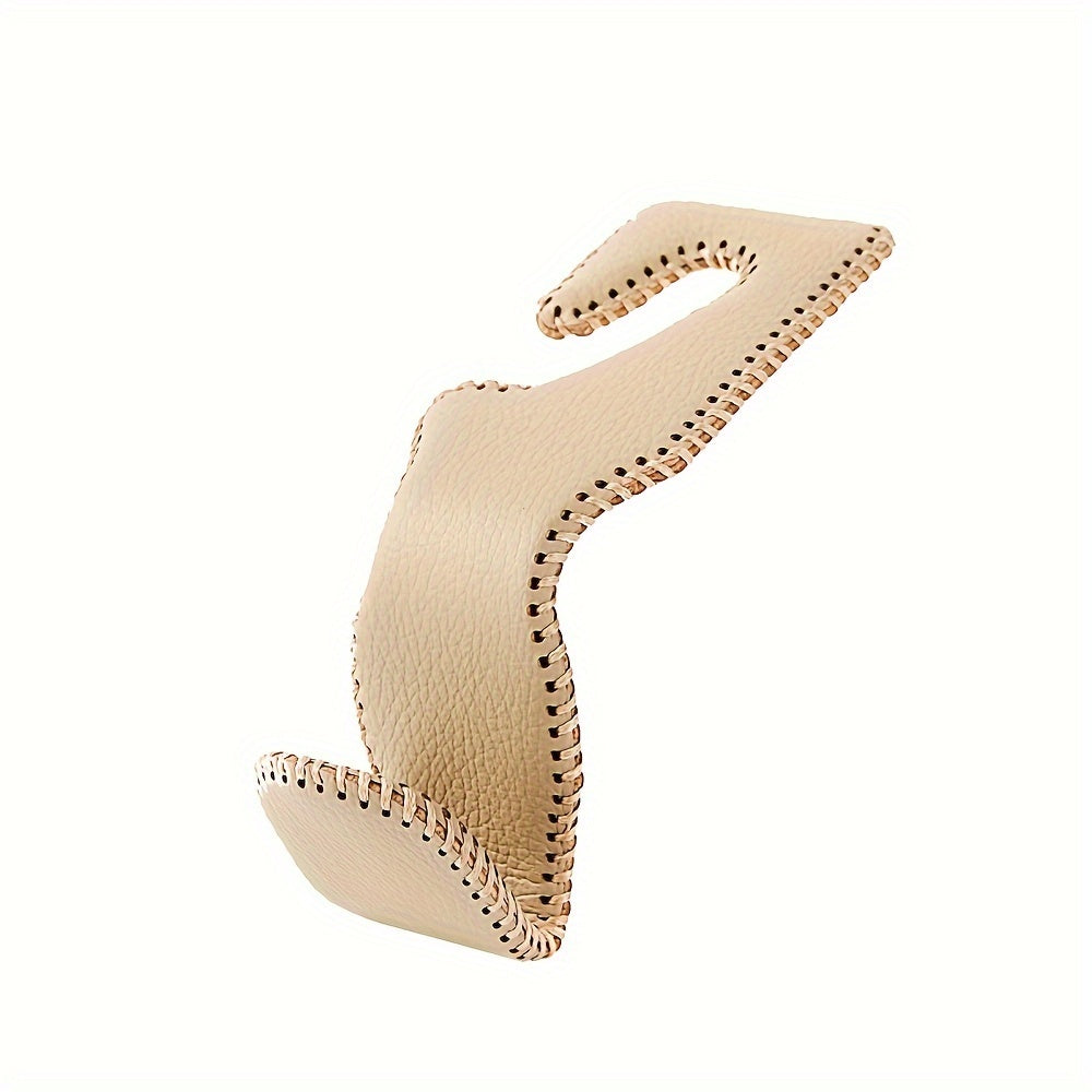 Unisex Faux Leather Car Seat Hook Hanger for Bags and Purse Storage Black or Beige