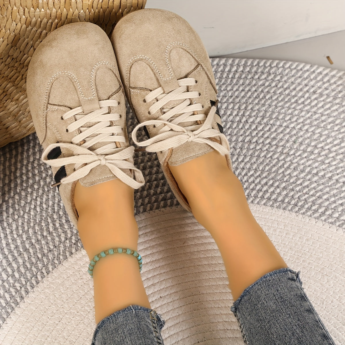 Women's Beige Synthetic Slip-On Sneakers with Cushioned EVA Insole