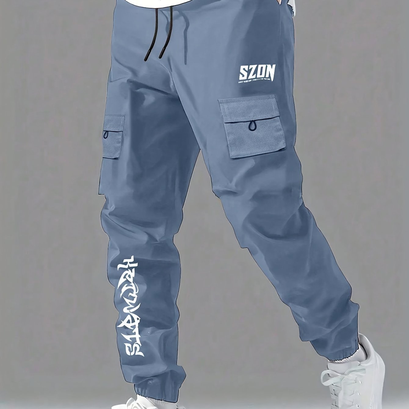 Мужские брюки-карго черного цвета с эластичными манжетами, множеством карманов, повседневные, для всех сезонов