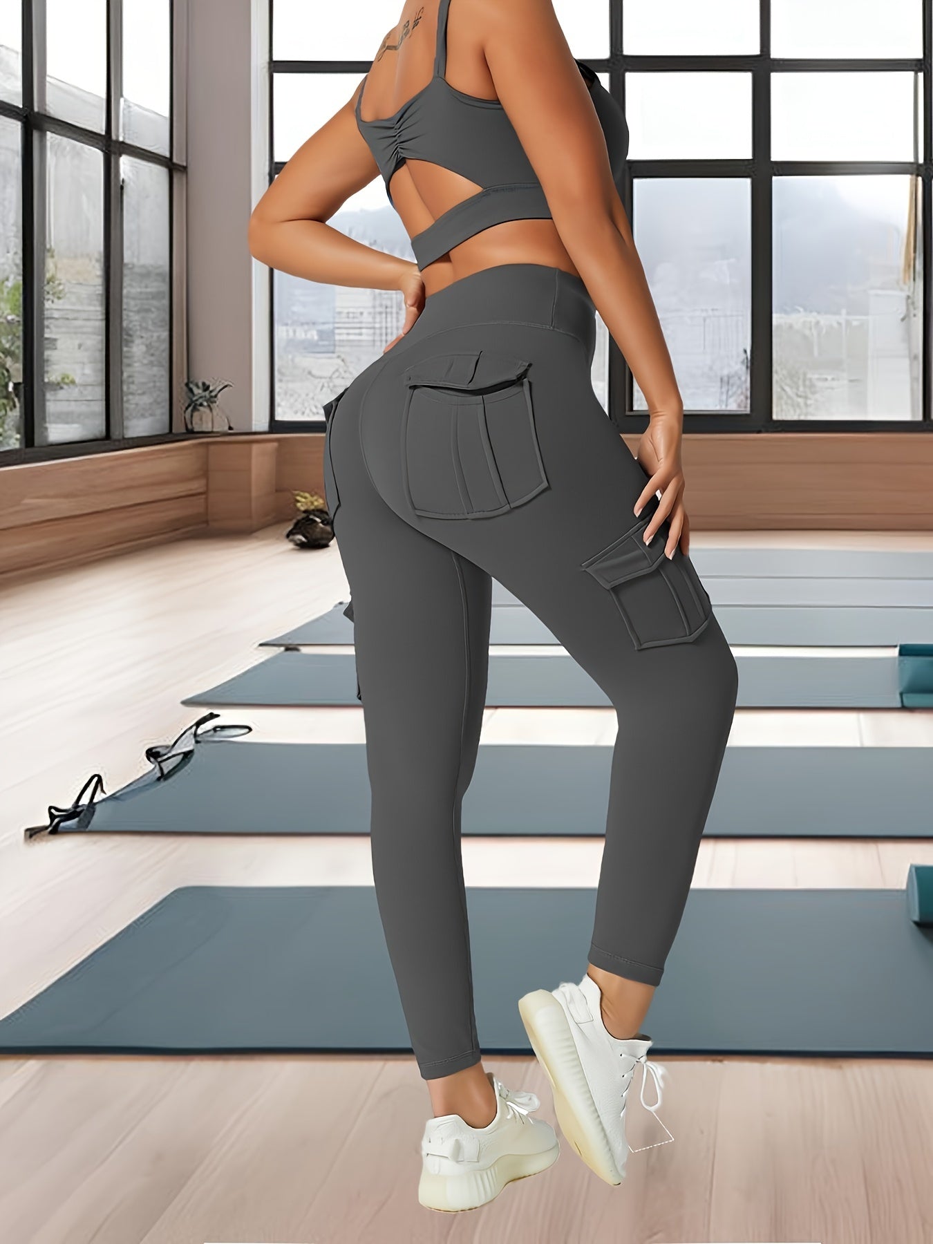 Ayollar uchun yoga sport legginslari, yuqori bel, qorin nazorati, namlikni olib tashlovchi