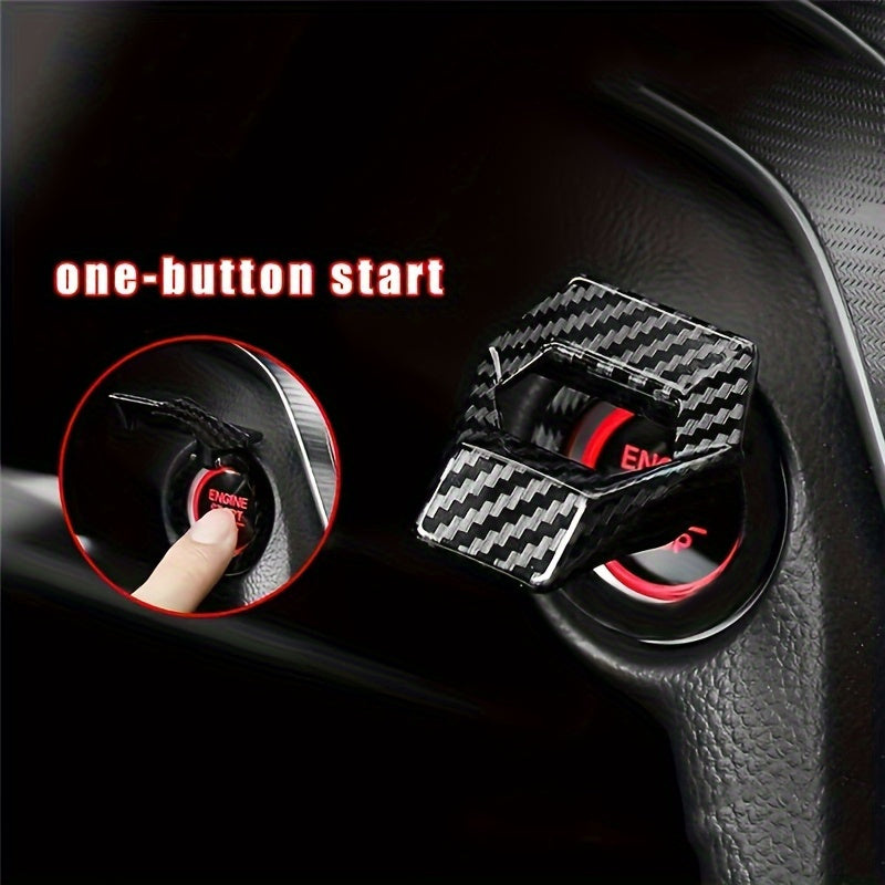 Carbon Fiber Car Start Button Cover Scratch-Resistant Red Black Ignition Switch Protector