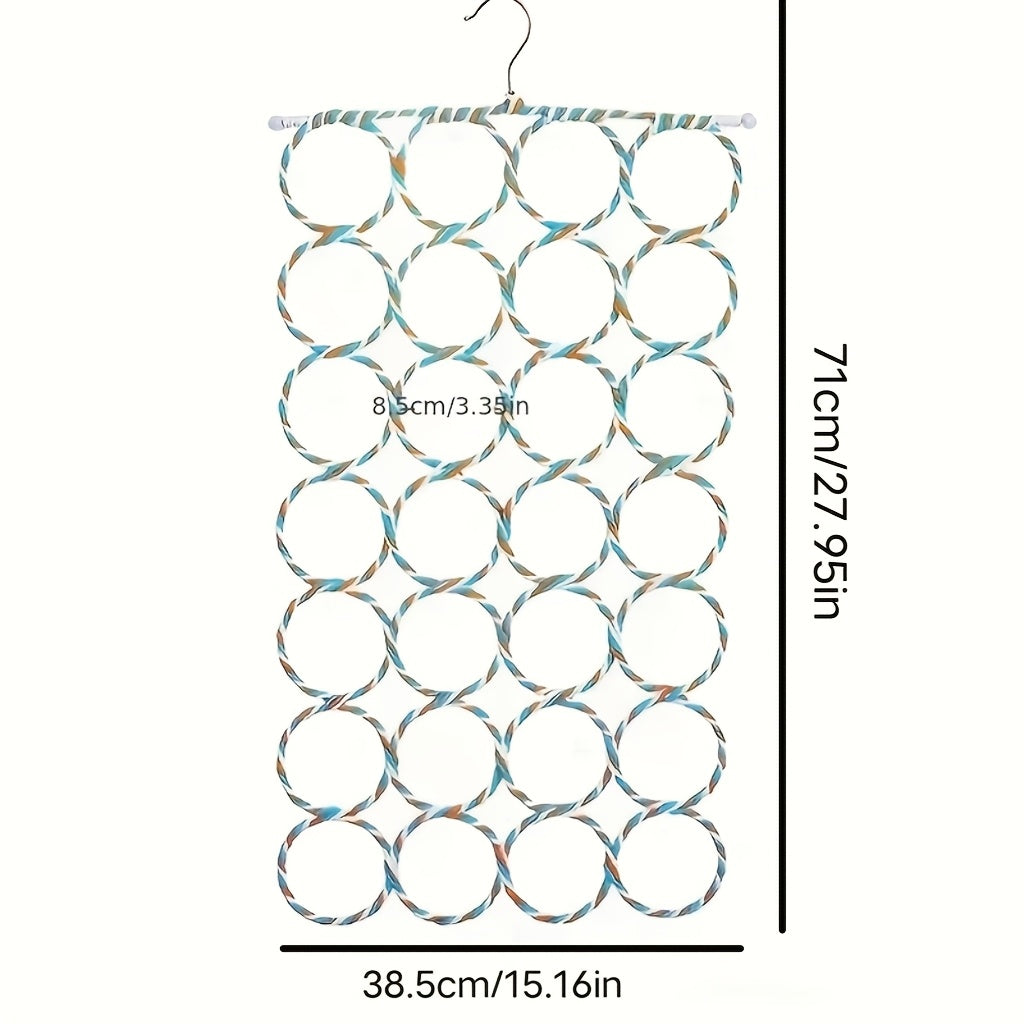 Ko'p rangli rattan qog'oz halqalar bilan temir doira sharf tutgichi, bog'lamlar va sharflarni tartibga solish uchun