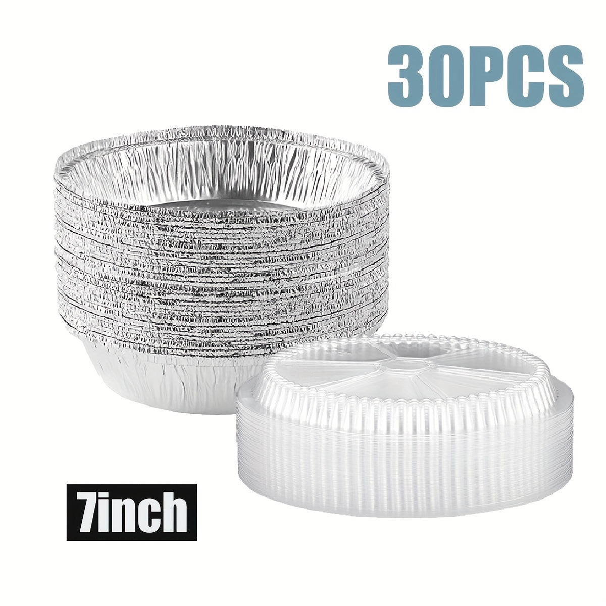Disposable Aluminum Baking Containers with Lids 10 or 30 Pack for Cooking and Storage
