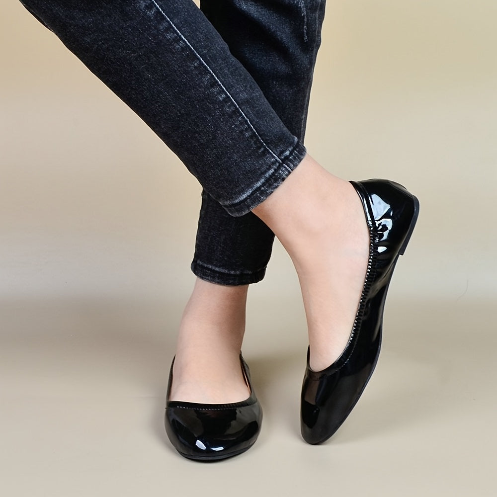 Ayollar uchun keng kenglikdagi Egg Roll tekis poyabzal, vino qizil, kundalik, past top