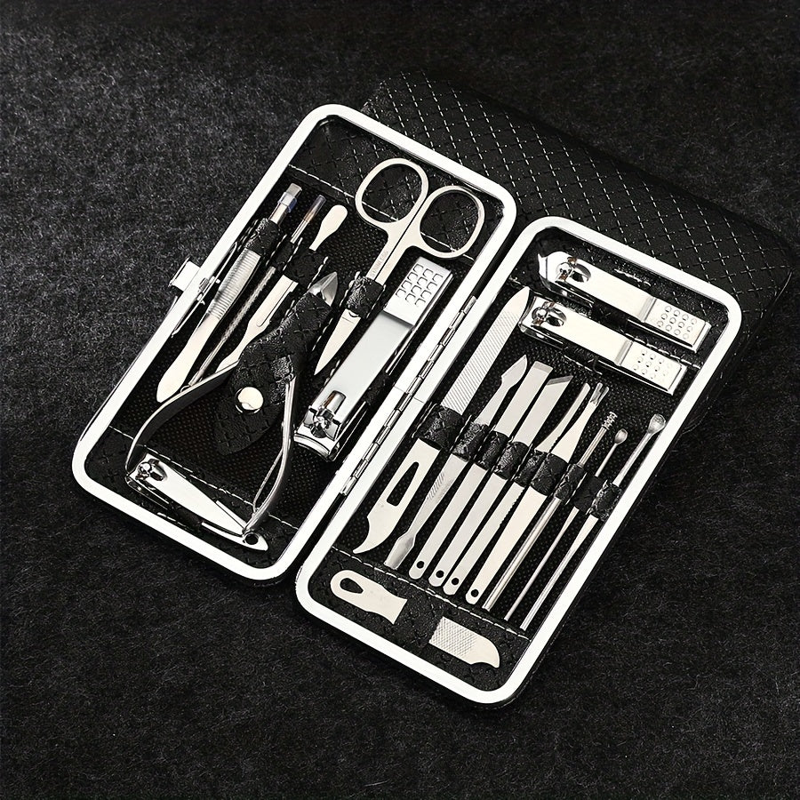 Stainless Steel Manicure Set with 19 Tools for Foot and Nail Care