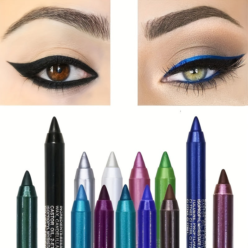 Women Colorful Eyeliner Pen 14 Colors Waterproof Glitter Metallic Shimmer