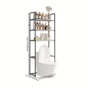 Black Metal Plastic Over-the-Toilet Bathroom Storage Organizer with Adjustable Shelves