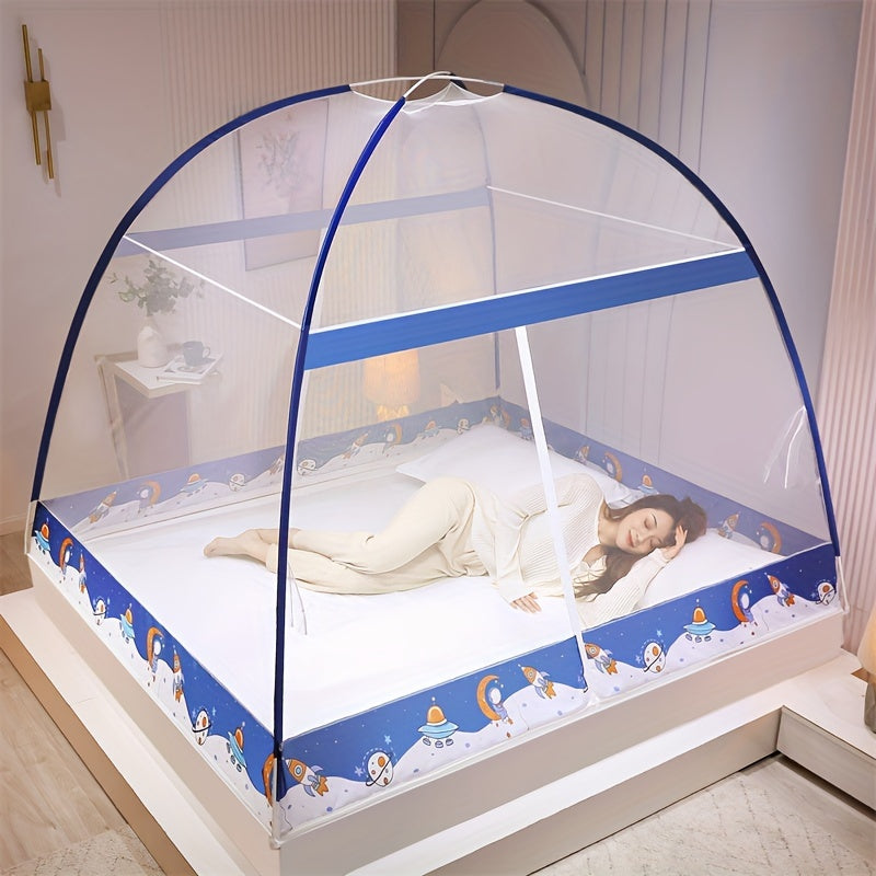 Pop-Up Mongolian Yurt Mosquito Net for Bed Protection, 360° All-Round, Easy Setup