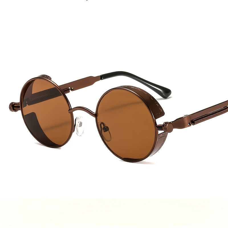 Gafas vintage steampunk con montura de metal y lentes reflectantes para conducción al aire libre