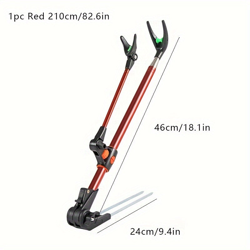 Adjustable Stainless Steel Fishing Rod Holder with Ground Spike Red or Blue