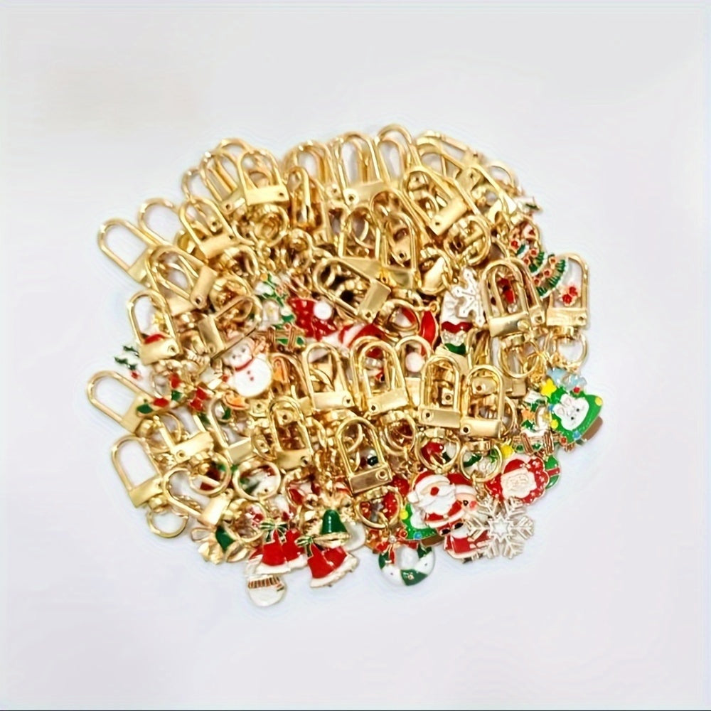 Set of 25 Cartoon Alloy Christmas Keychains with Assorted Styles and Climbing Buckle