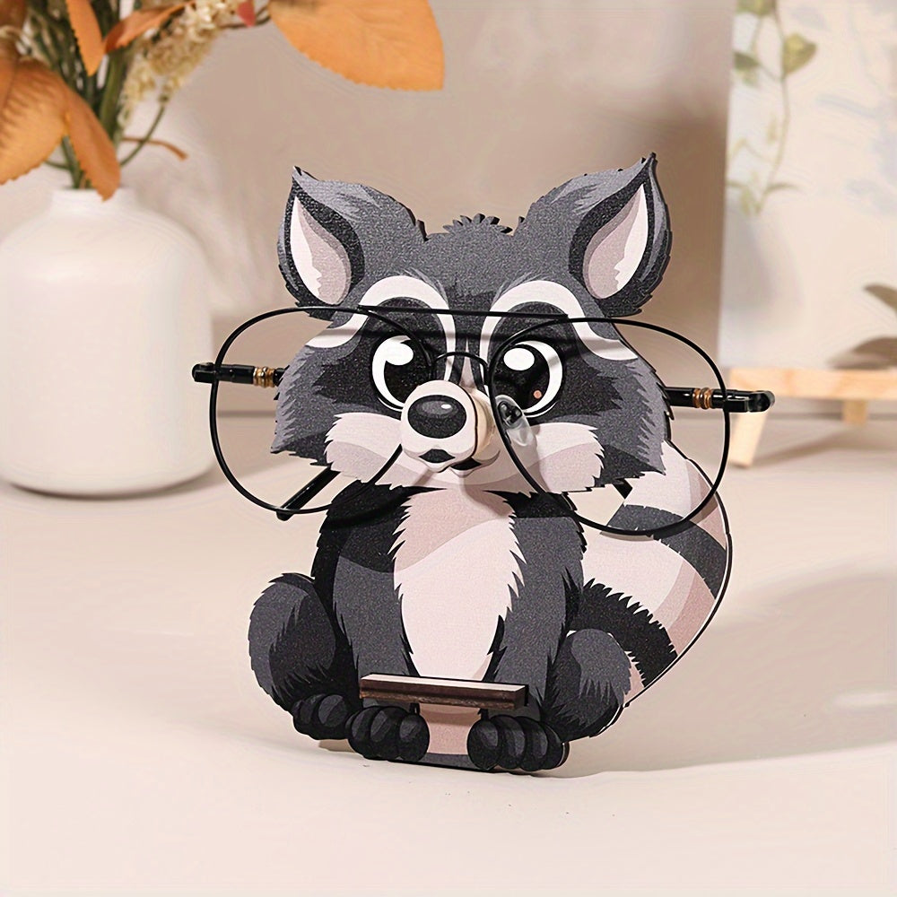 Wooden Raccoon Eyeglass Holder Stand Animal Glasses Display Creative Sunglass Storage Desk Decor