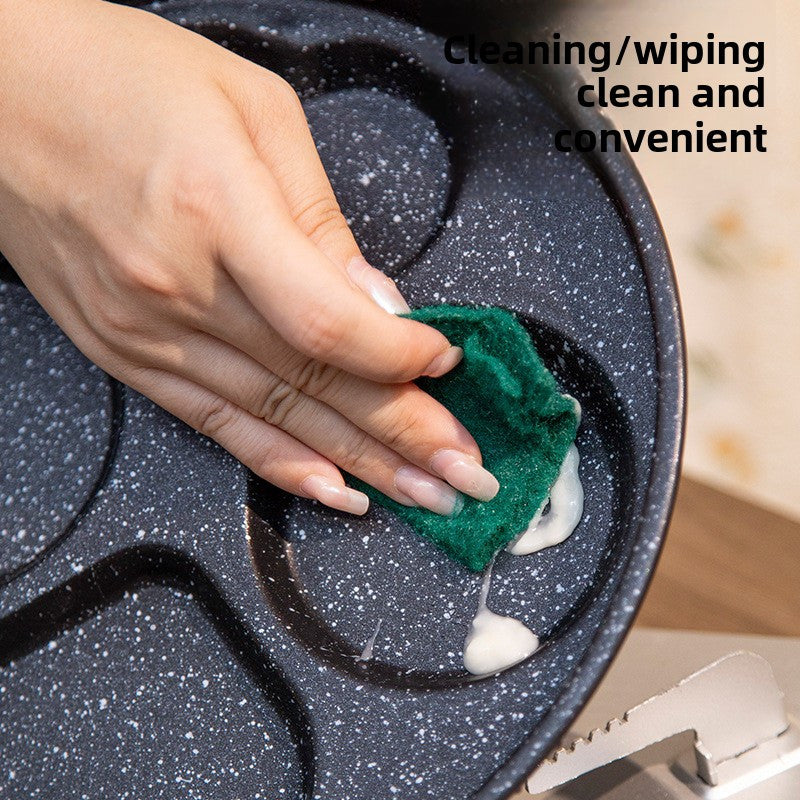 Cast Iron Pan with Round and Square Designs Non-Stick Surface Easy to Clean Kitchen Cookware