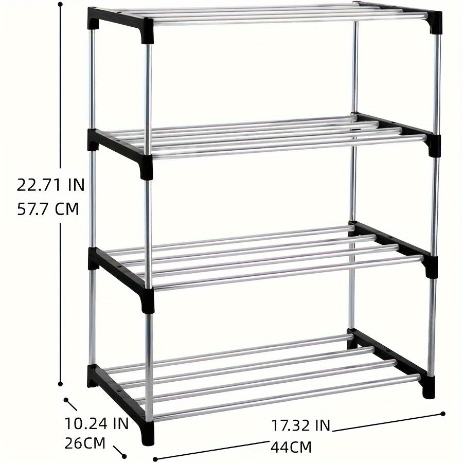 Naychali po'latdan yasalgan ko'p qatlamli poyabzal tokchasi, mustahkam va joyni tejash uchun yig'iladigan. Oson yig'iladi, kirish joyi, yo'l yoki shkaf uchun ideal. Metall konstruktsiya, yog'och kerak emas.