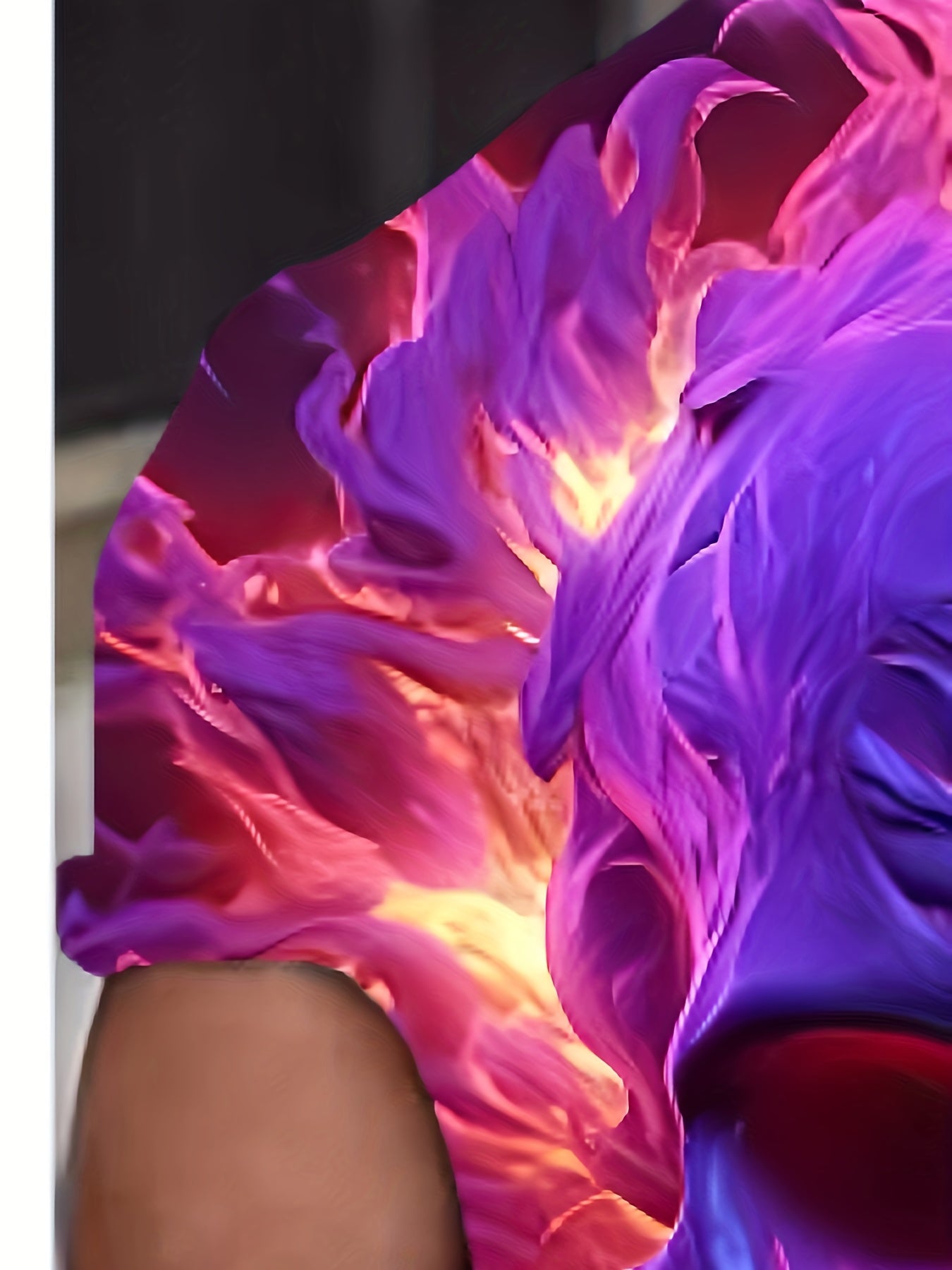 Мужская футболка большого размера с изображением светящегося черепа и пламени, ярко-фиолетовая и розовая, лето, полиэстер