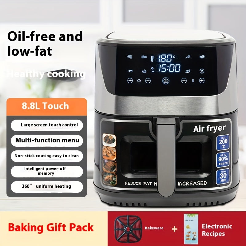 12L Touch Air Fryer raqamli boshqaruvli oldindan sozlamalar bilan, Fransuz kartoshkasi, tovuq, go‘sht, baliq uchun