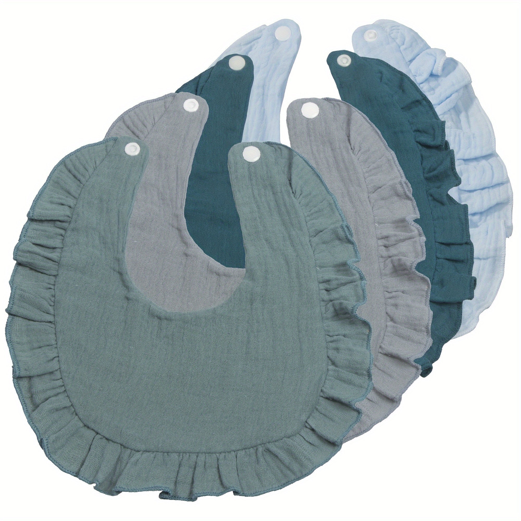 Set of 4 Soft Cotton Baby Bibs with Wrinkled Gauze Texture and Water Absorption