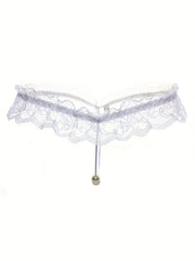 Ayollar uchun sexy ichki kiyim, dantel, soxta marvarid bead bezaklari bilan T-string thonglar.