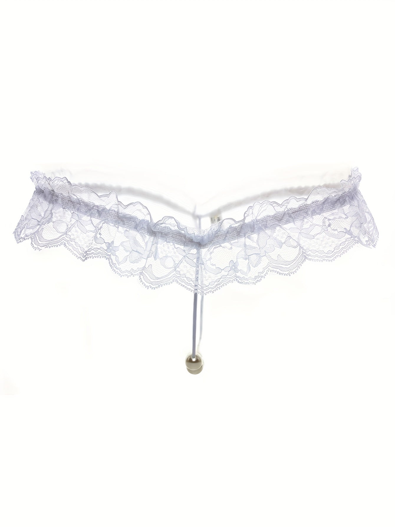 Ayollar uchun sexy ichki kiyim, dantel, soxta marvarid bead bezaklari bilan T-string thonglar.